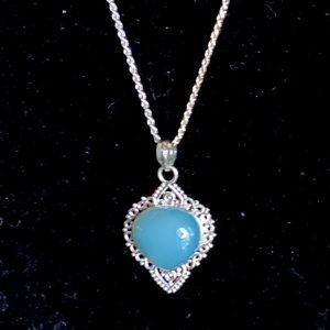 Gorgeous Silver Heart w/Blue Topaz Necklace!!!